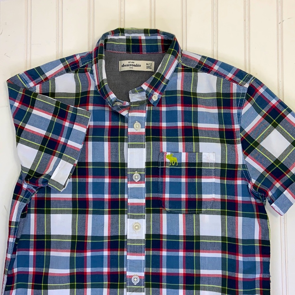 ABERCROMBIE KID SHORT SLEEVE COTTON PLAID SHIRT 12